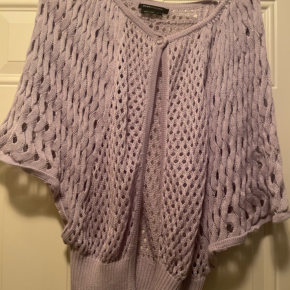BCBGmaxazria- Delicate sleeveless sweater/shawl/poncho Easter egg purple-Medium